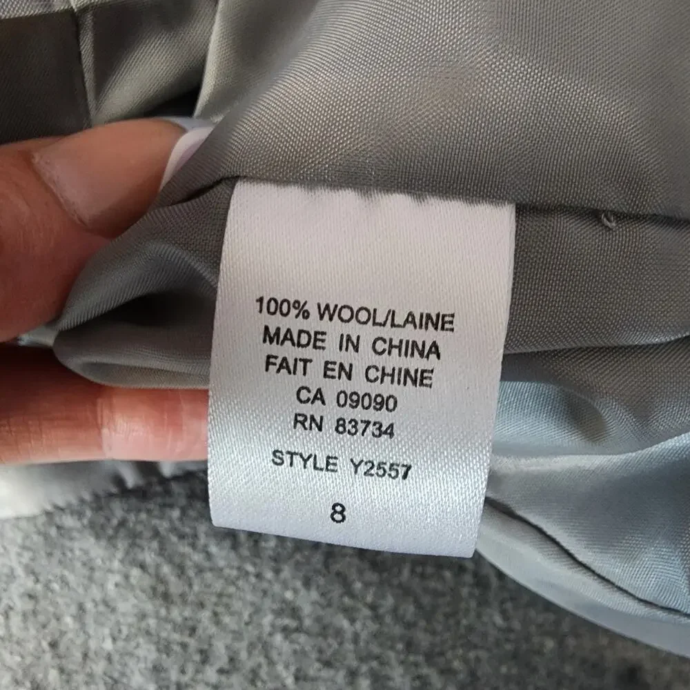 Linea Domani 100% Wool Gray V-Neck Y2557 Blazer | Women's 8